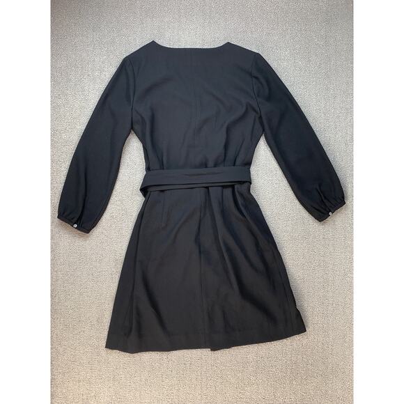 J Crew Crepe Wrap Dress Long Sleeve Career Classic Wardrobe Staple Black Size 0 - Picture 3 of 11